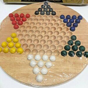 NEW 2008 Wooden Chinese Checkers SEALED Wood Marbles Game Night Grandpa
